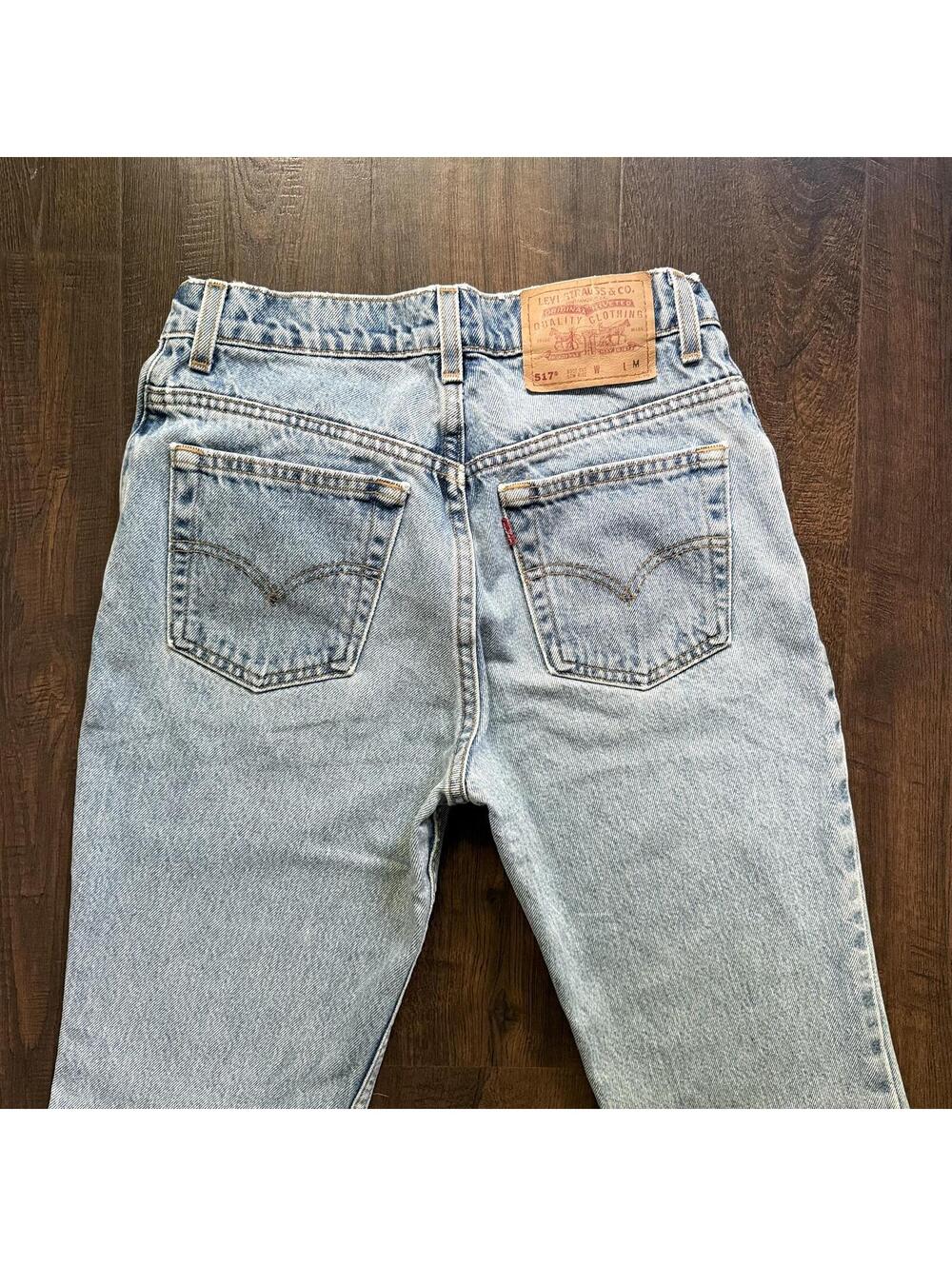 Vintage 90s Levi 517 Jeans Light Wash Bootcut Rodeo Cowgirl Westerm 27x31